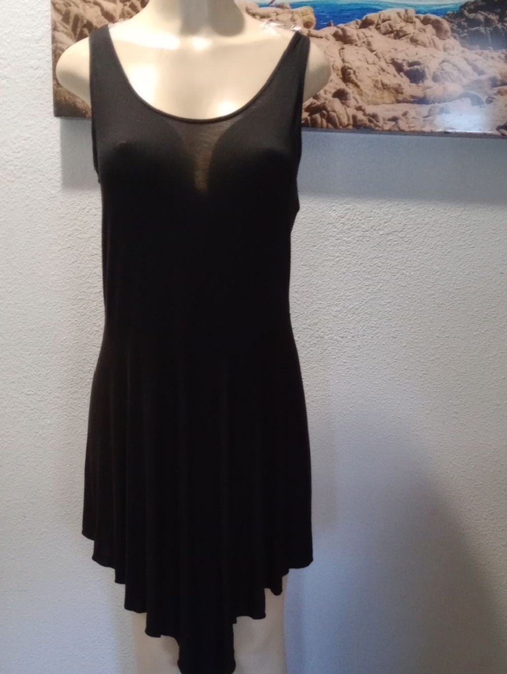 Black Sleeveless Asymmetric Hem Dress